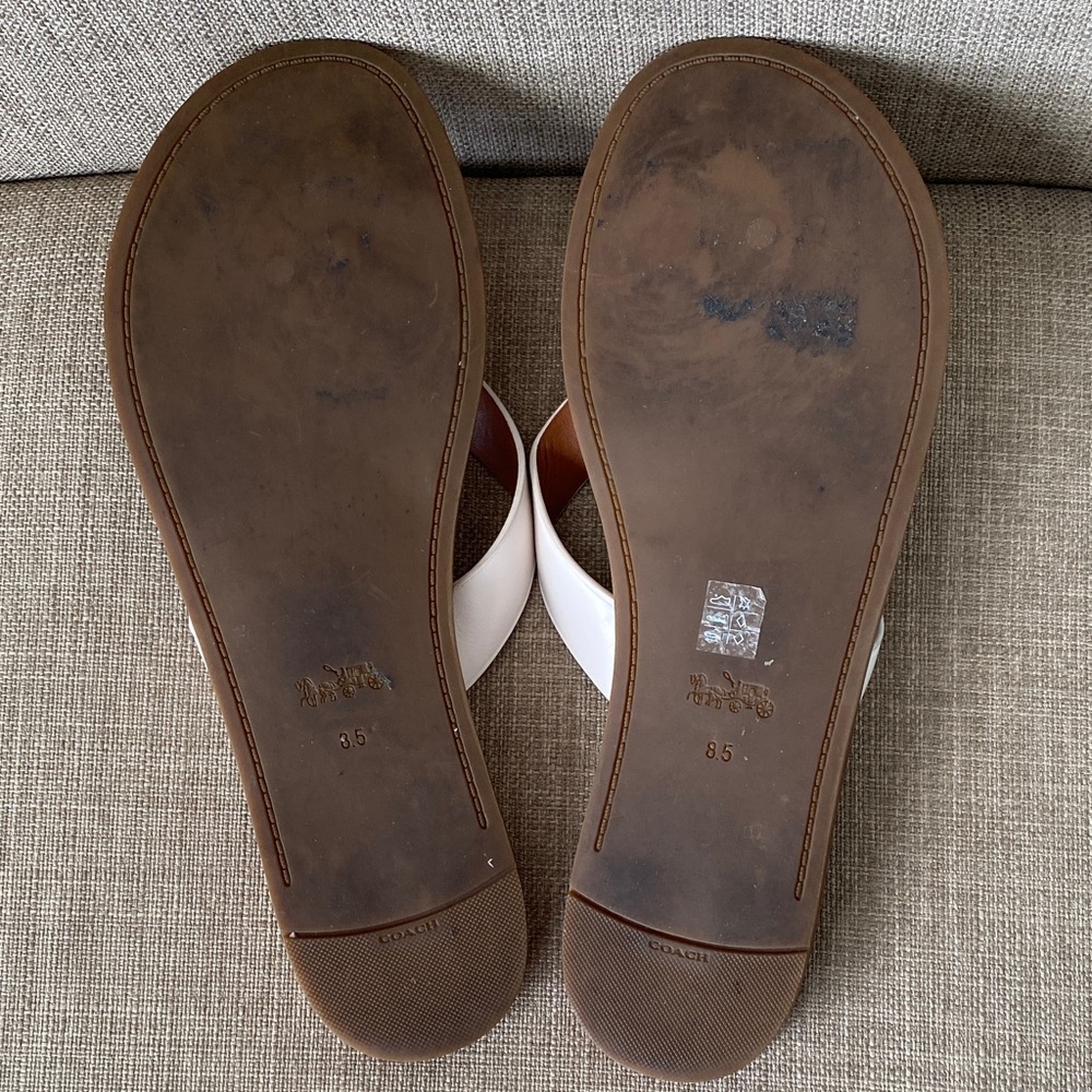 Coach Women's White and Brown Sandals - Picture 8 of 12